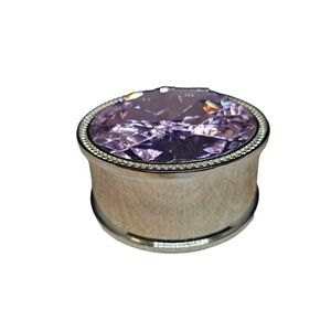 NWOB Lori Greiner Silver Safe keeper Glass Crystal‎ Top Silver Plate Round Box